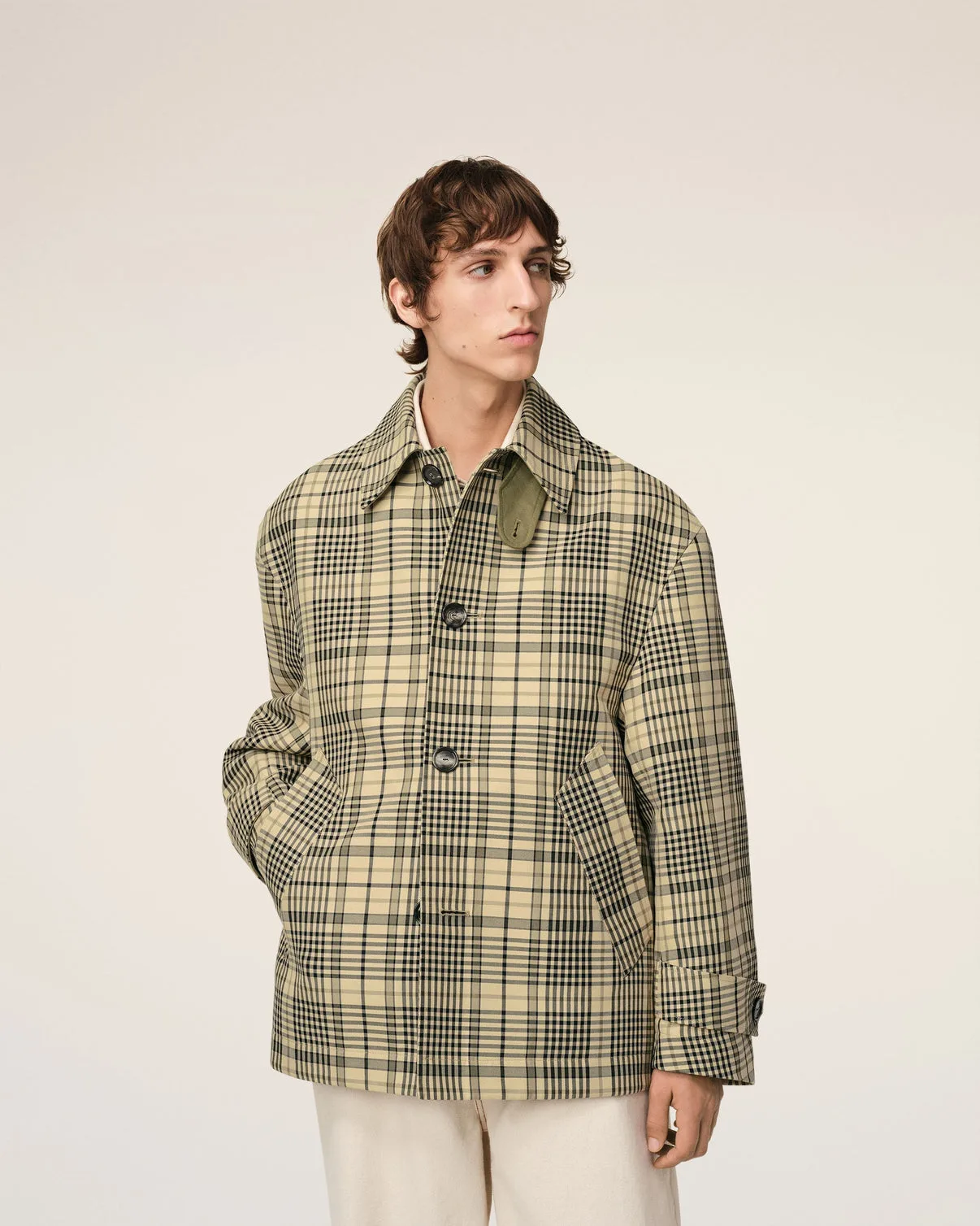 Beige Bounded Buttoned Jacket