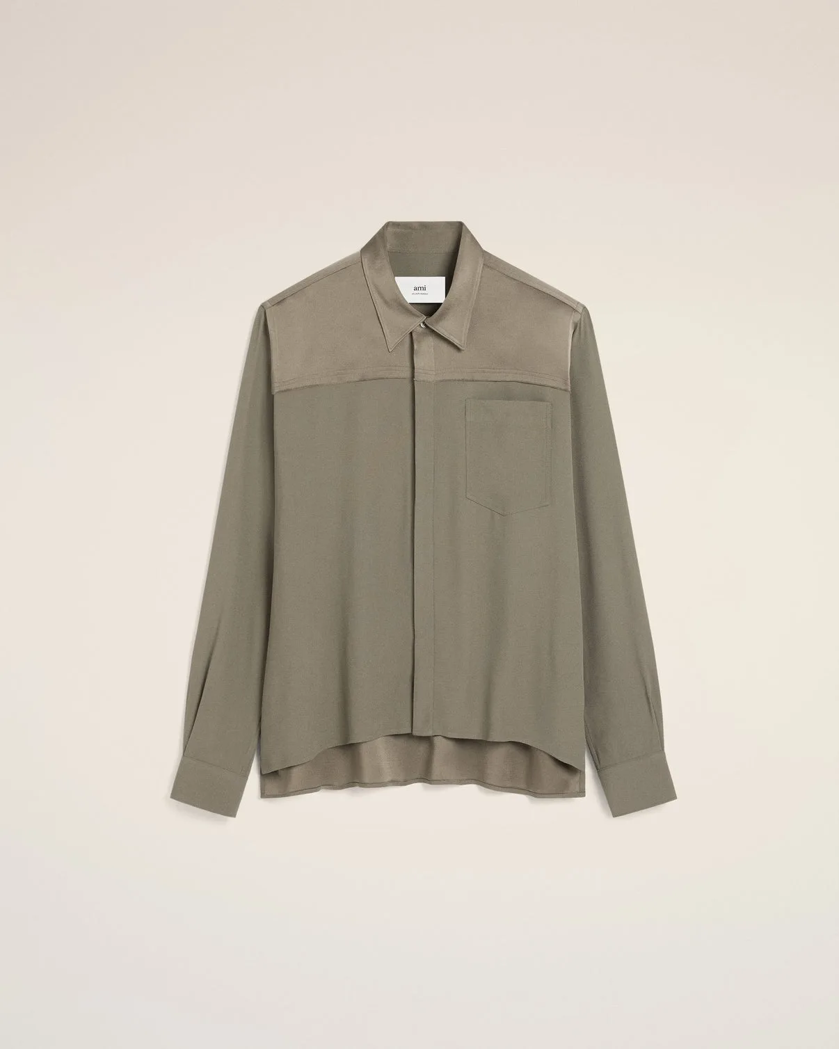 Beige Contrasted Top Long Sleeve Shirt