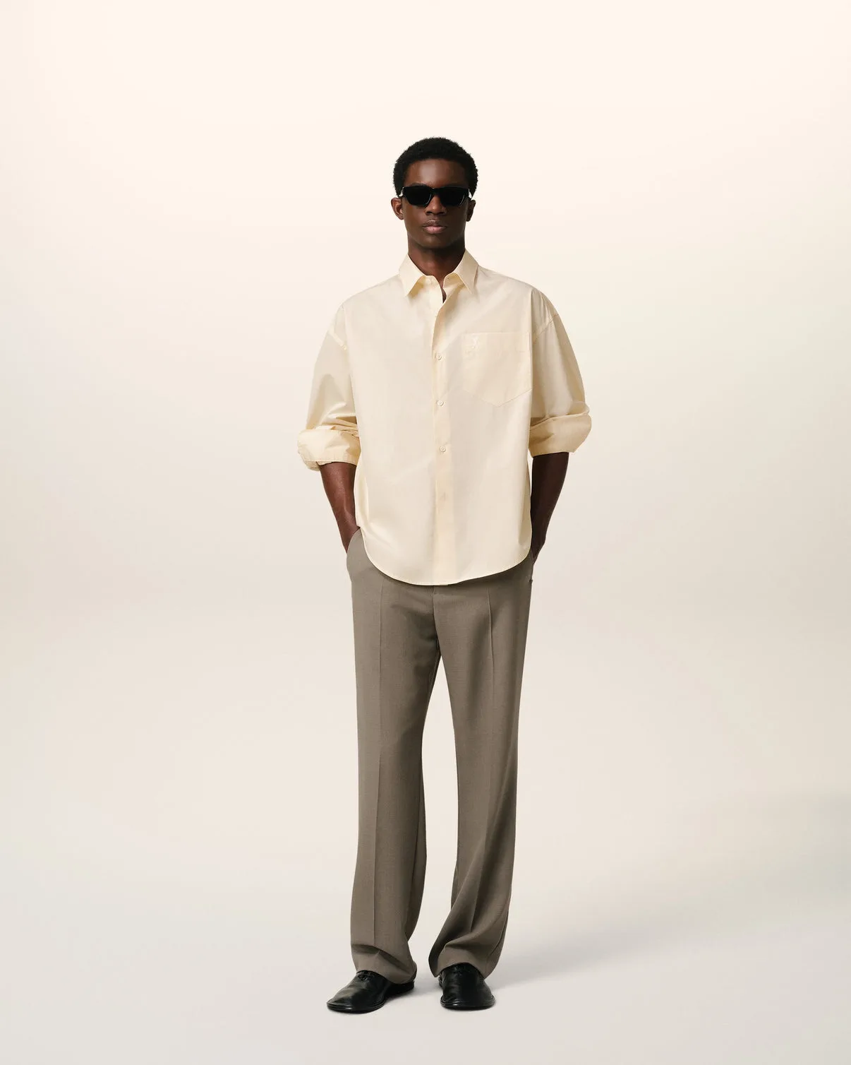 Beige Cotton Boxy Shirt