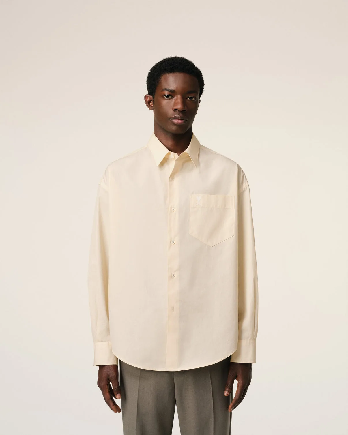 Beige Cotton Boxy Shirt