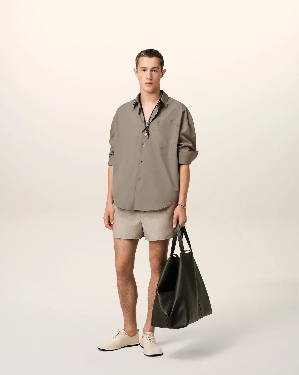 Beige Cotton Boxy Shirt