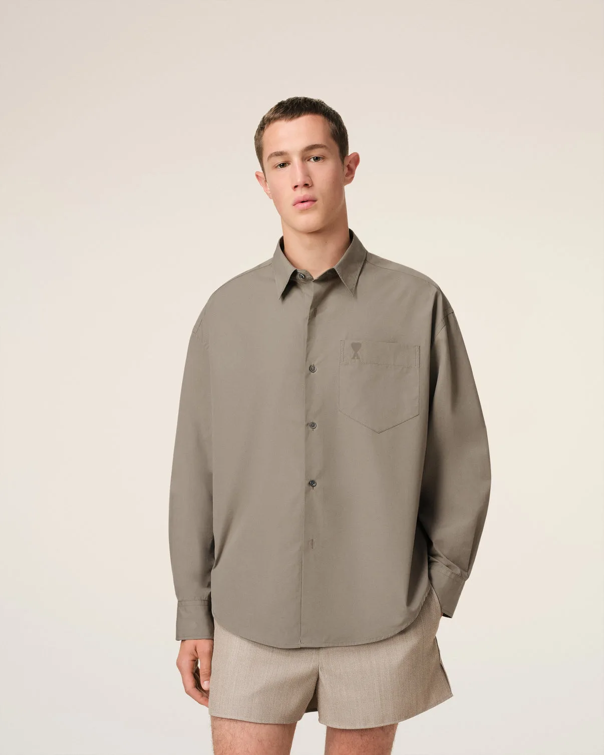 Beige Cotton Boxy Shirt