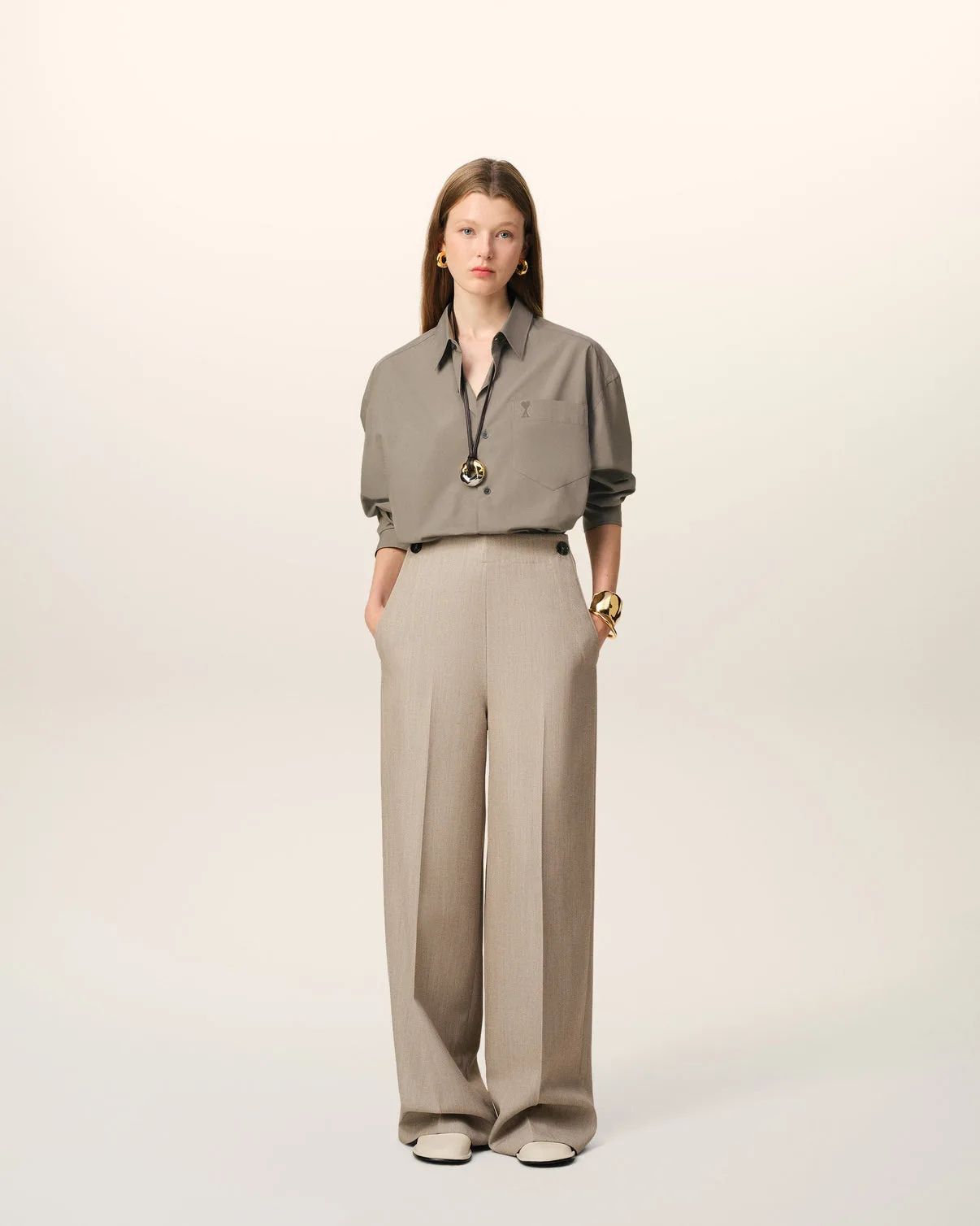 Beige Cotton Boxy Shirt