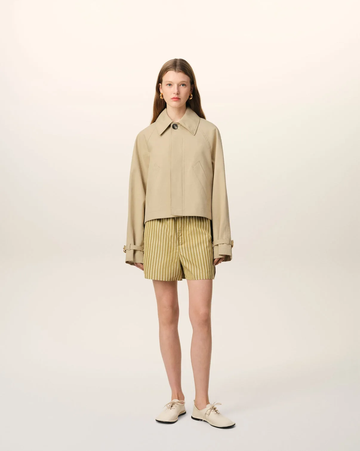 Beige Cotton Buttoned Jacket