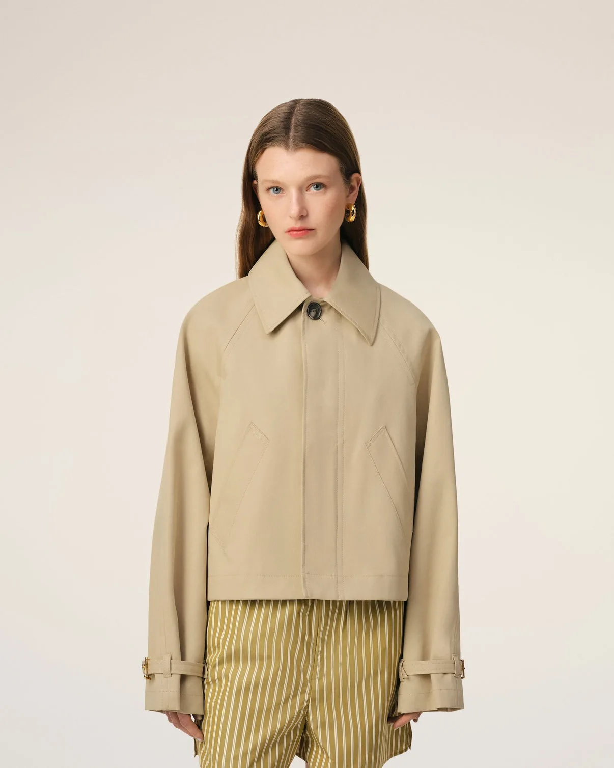 Beige Cotton Buttoned Jacket