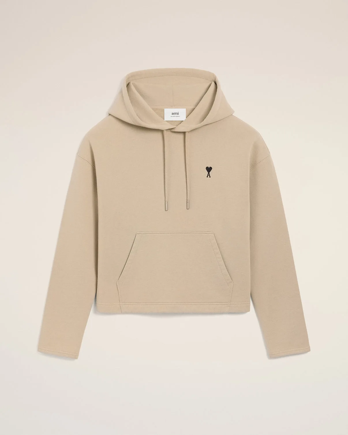 Beige Cotton Contrasted Hoodie