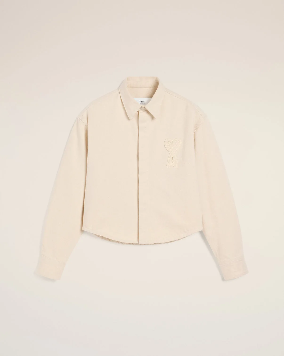 Beige Cotton Cropped Shirt