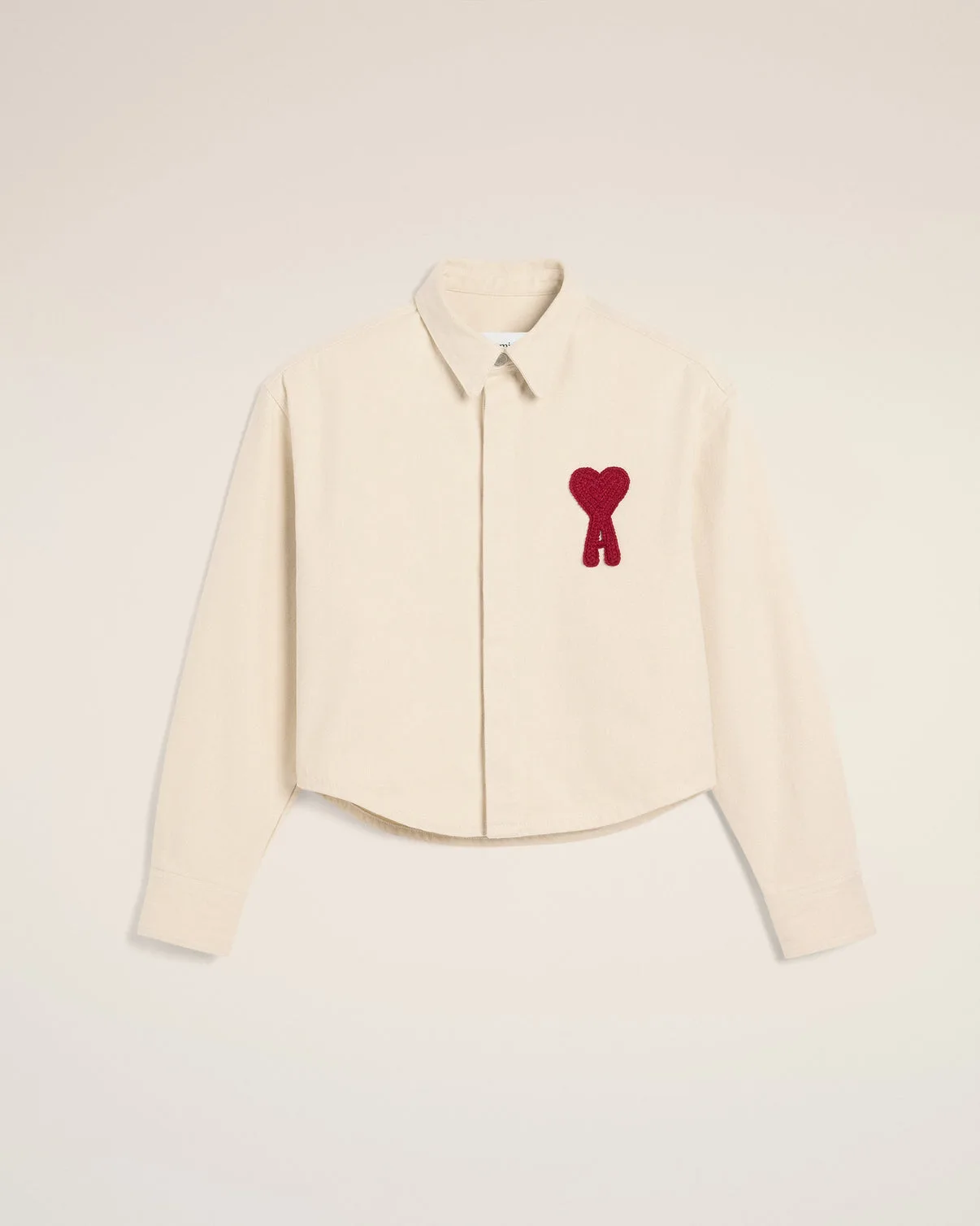 Beige Cotton Cropped Shirt
