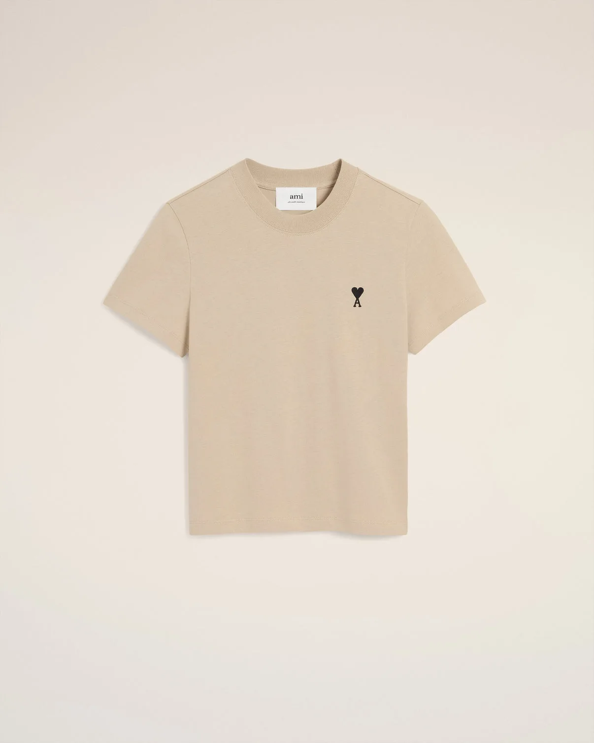 Beige Cotton Cropped T-shirt