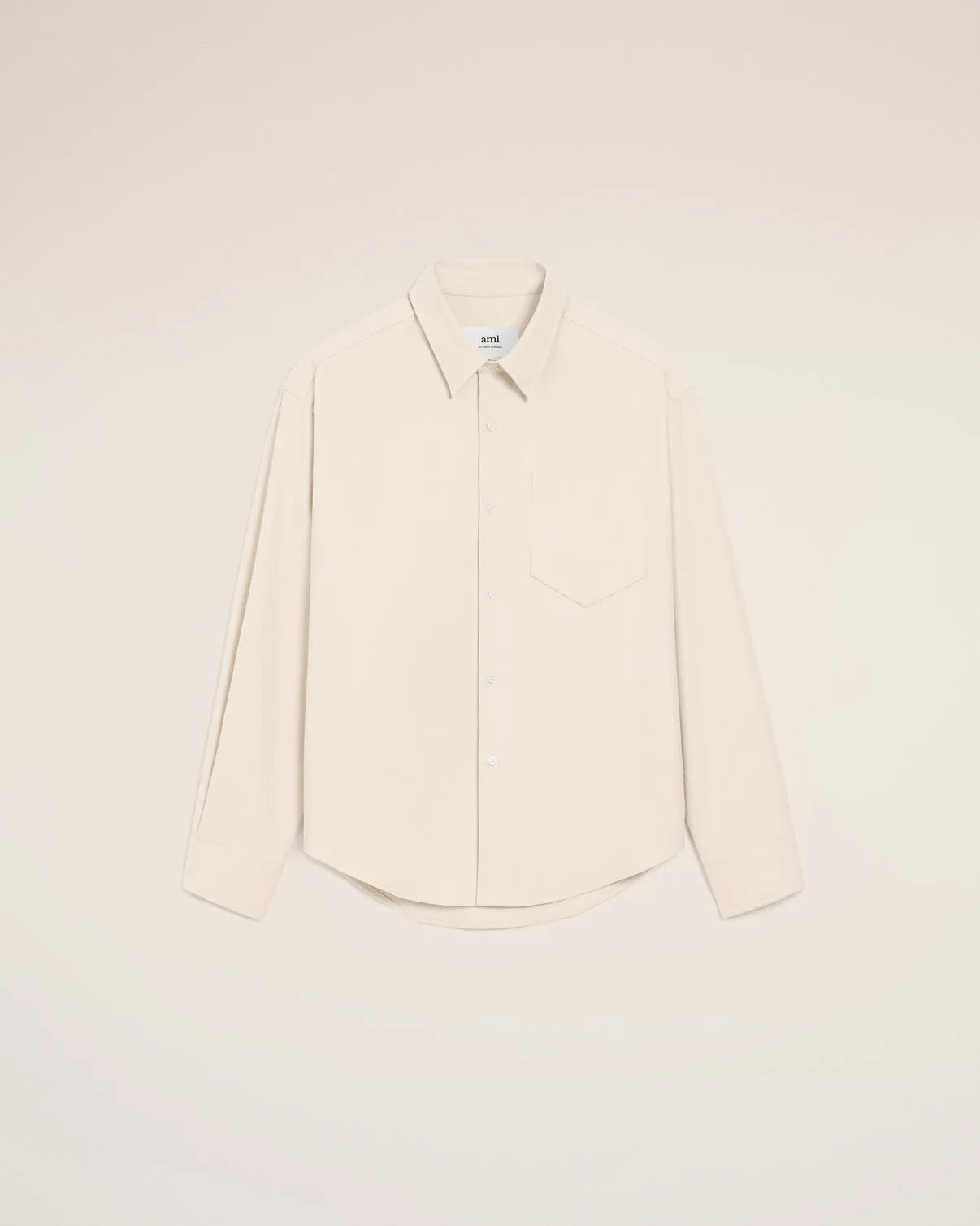 Beige Cotton Embossed Boxy Shirt