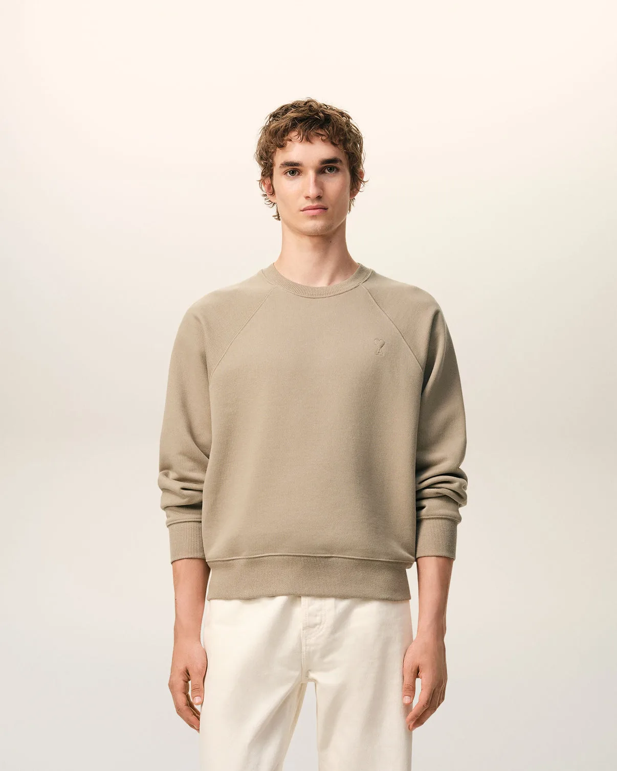 Beige Cotton Embossed Sweatshirt