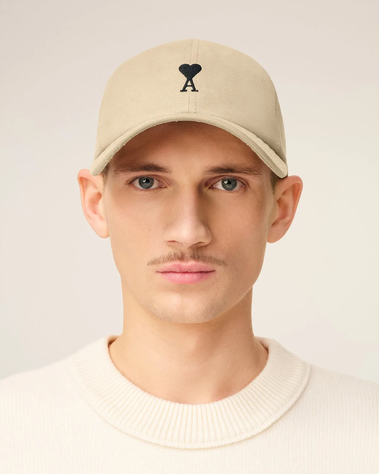 Beige Cotton Embroidery Cap