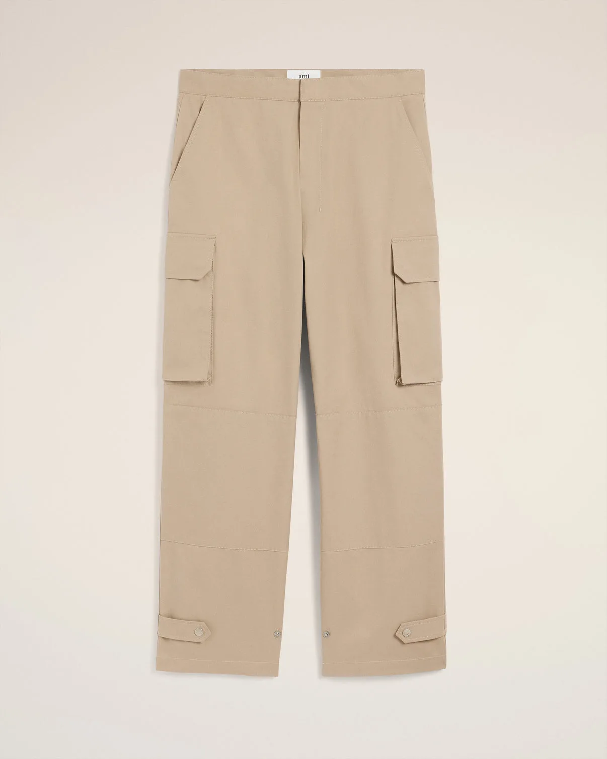 Beige Cotton Gabardine Cargo Pants