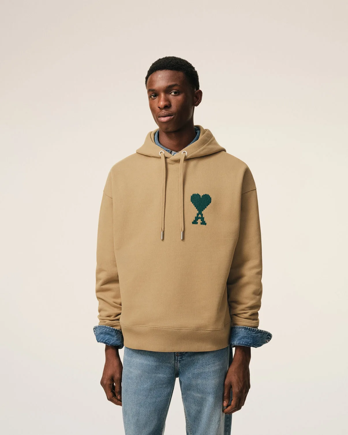 Beige Cotton Hoodie