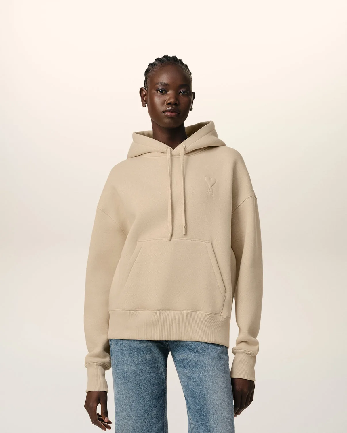 Beige Cotton Hoodie