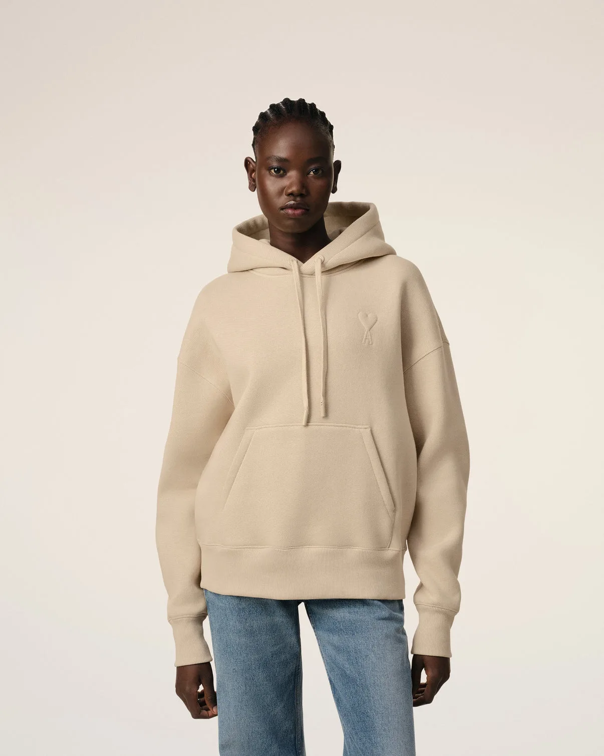 Beige Cotton Hoodie