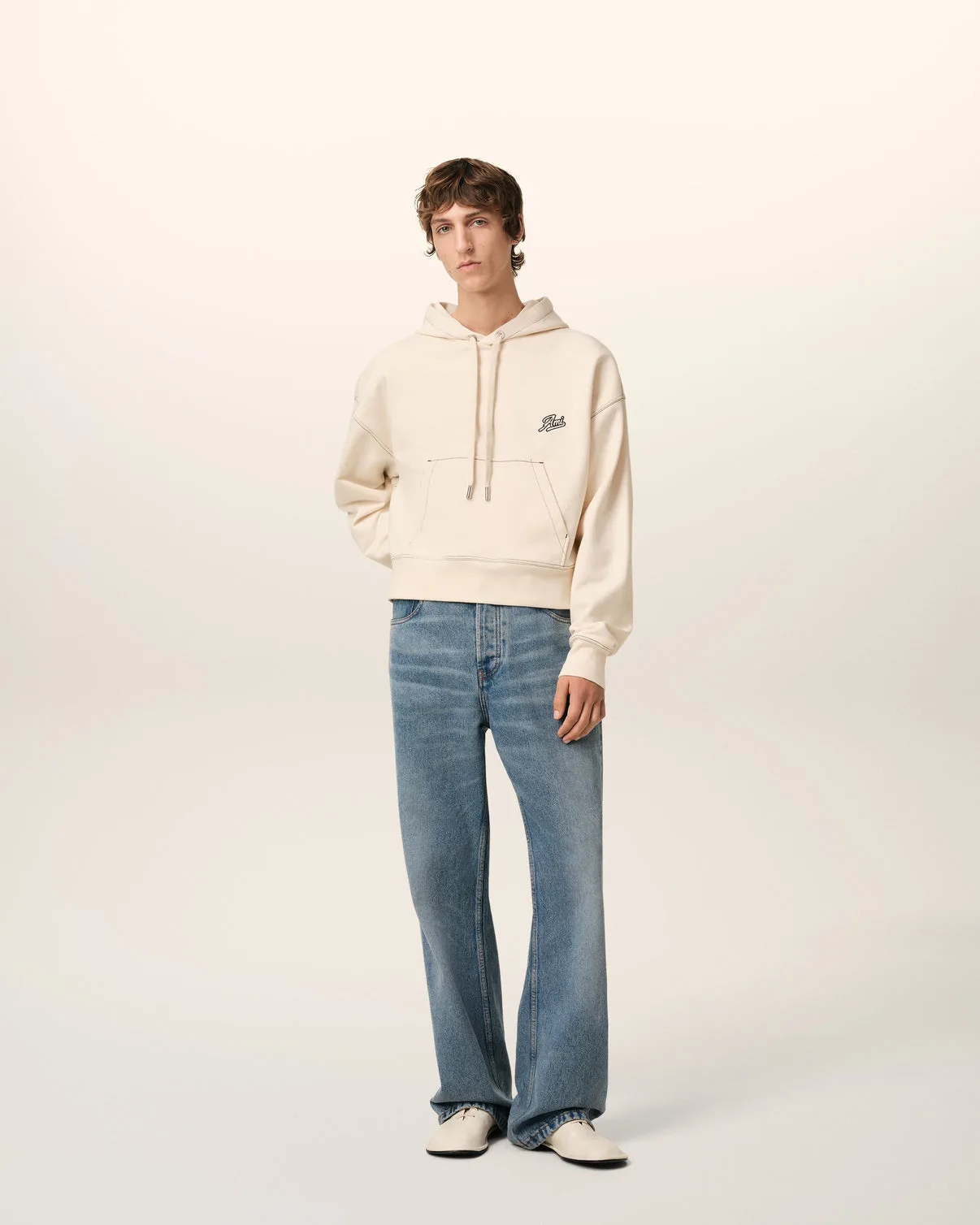 Beige Cotton Hoodie Signature