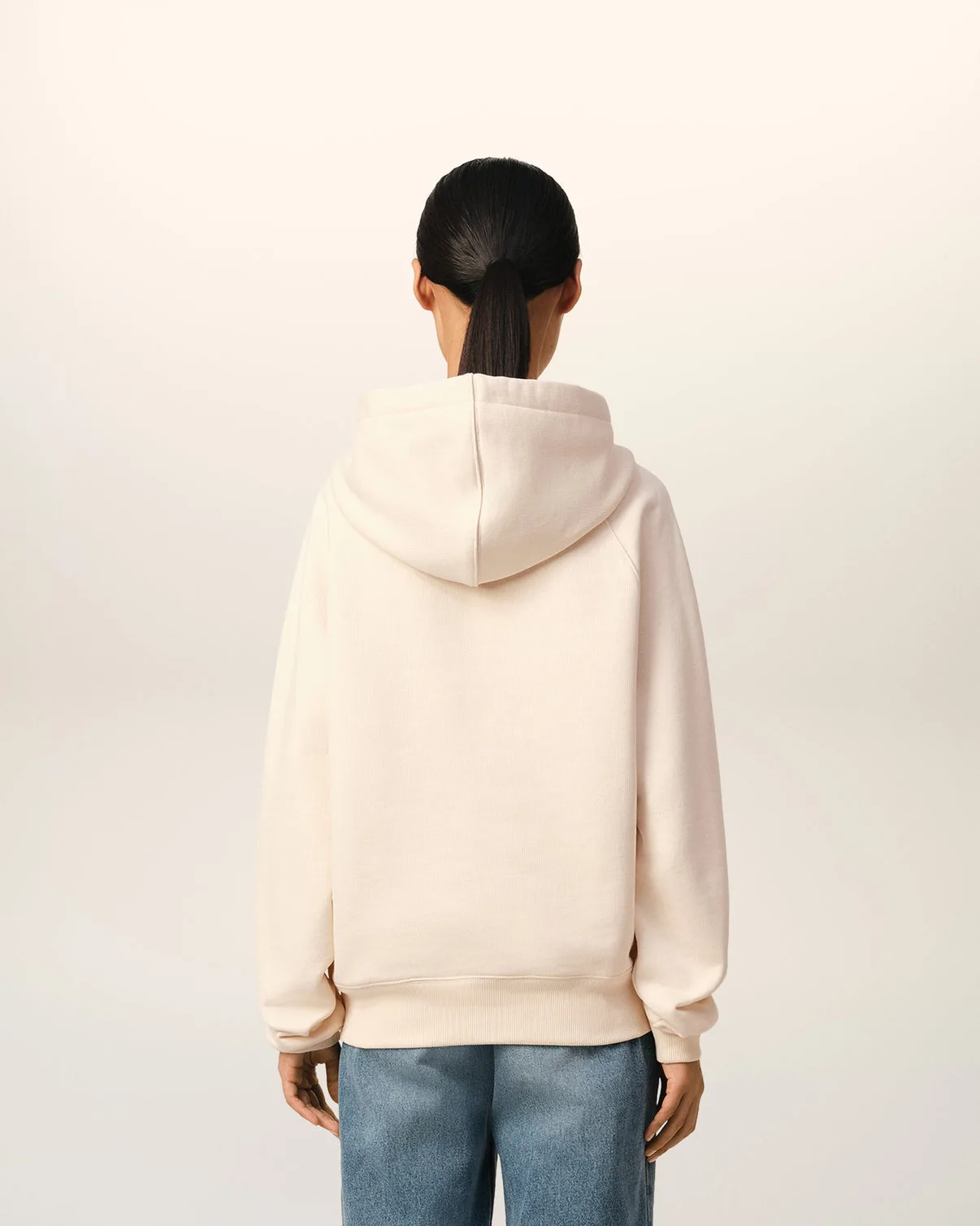 Beige Cotton Hoodie With Patch
