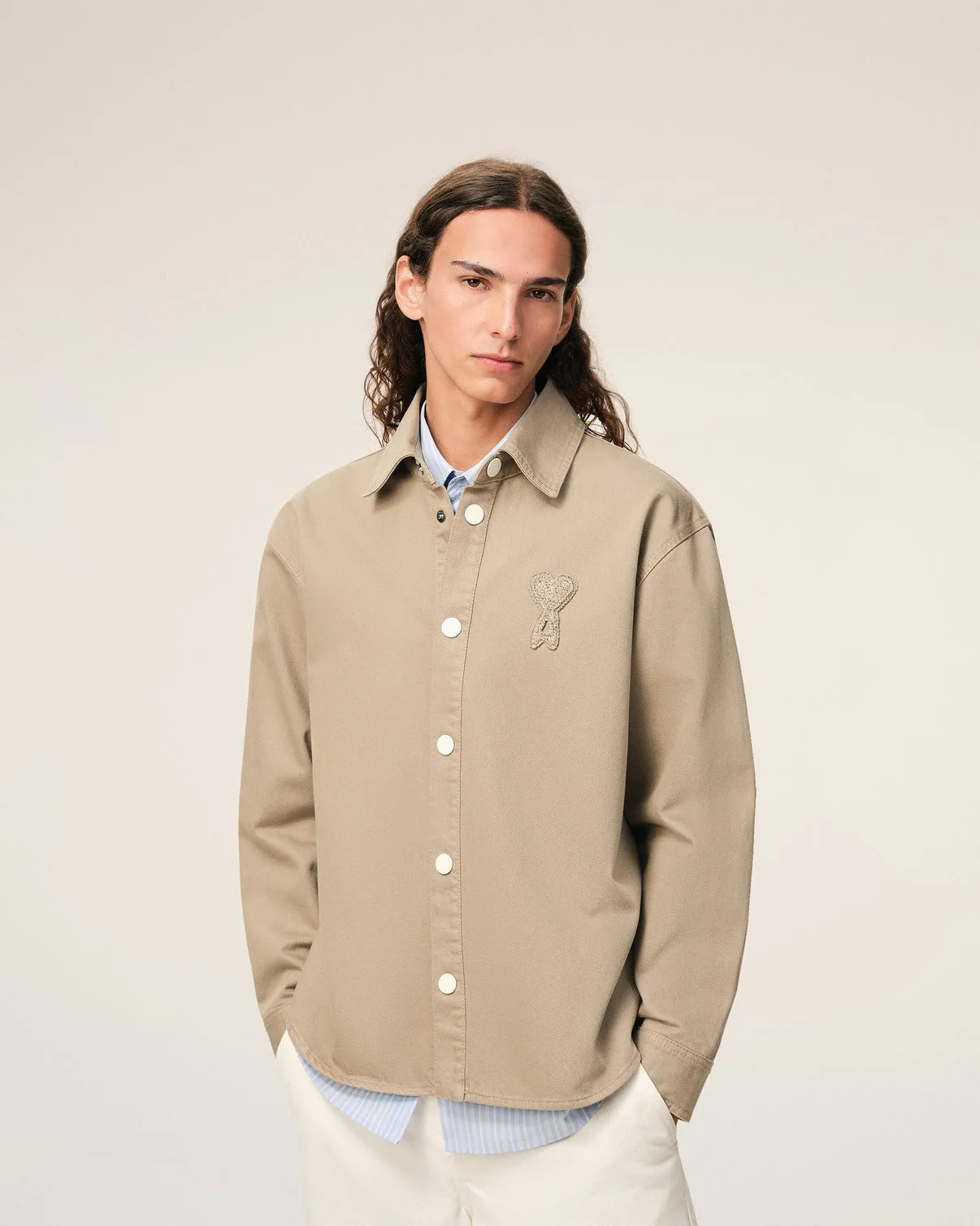 Beige Cotton Knitted Overshirt