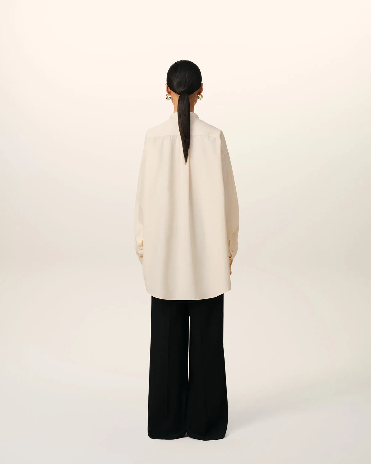 Beige Cotton Oversized Shirt