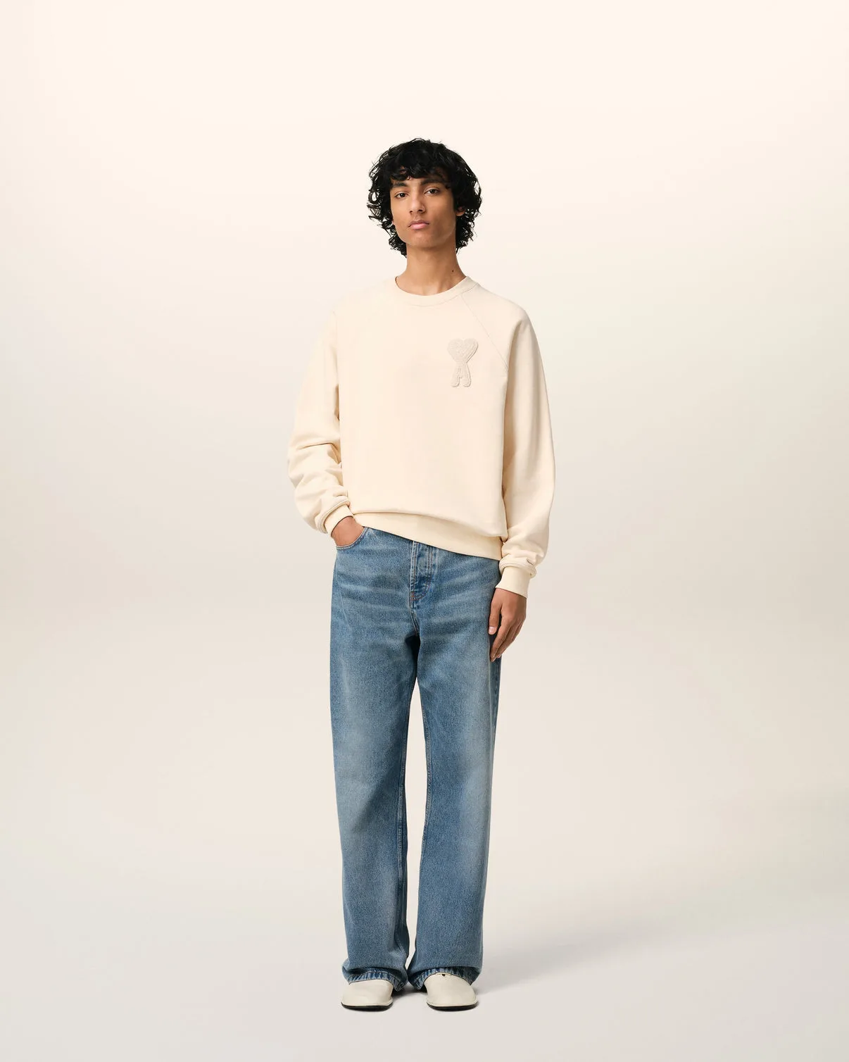 Beige Cotton Patch Sweatshirt