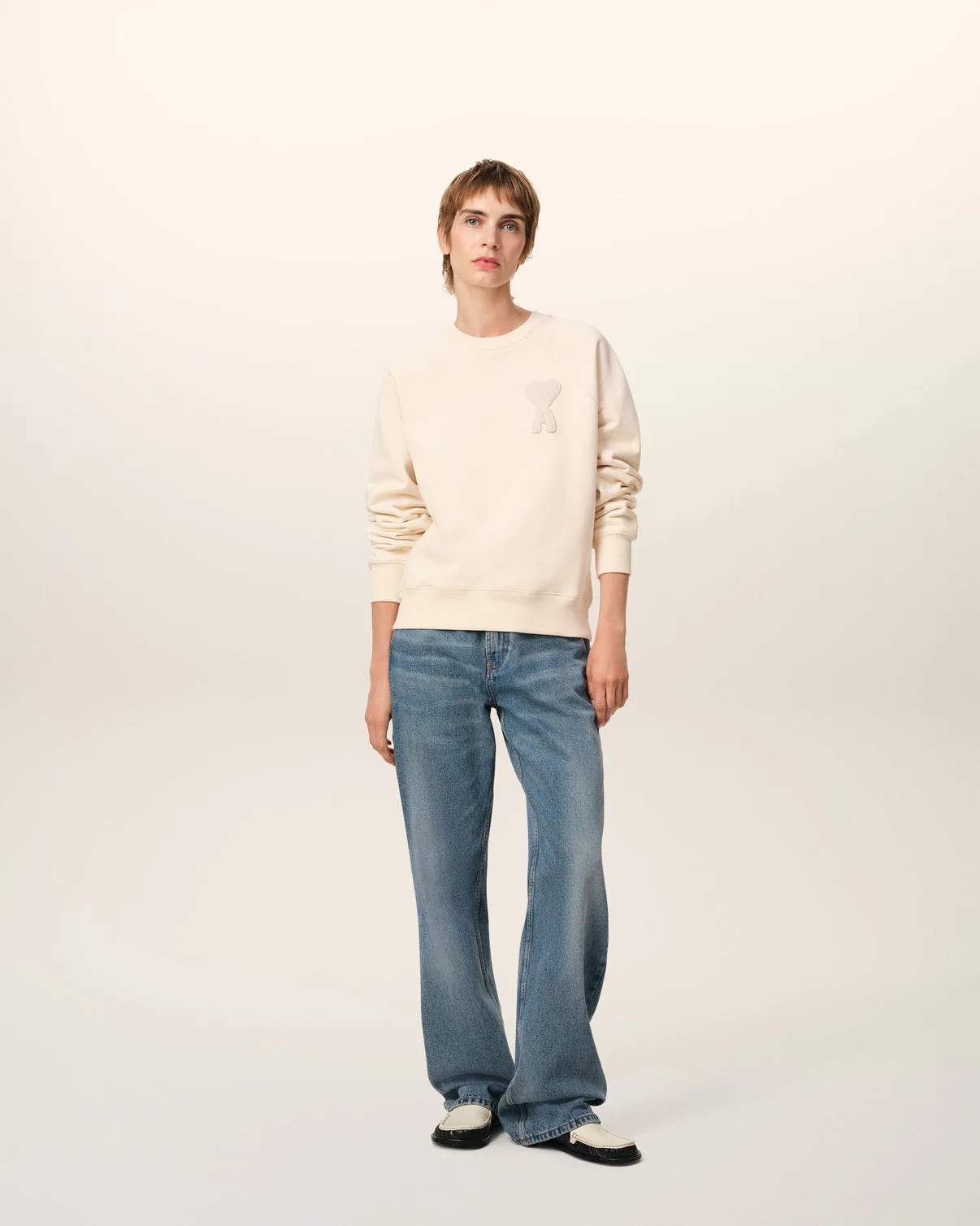 Beige Cotton Patch Sweatshirt
