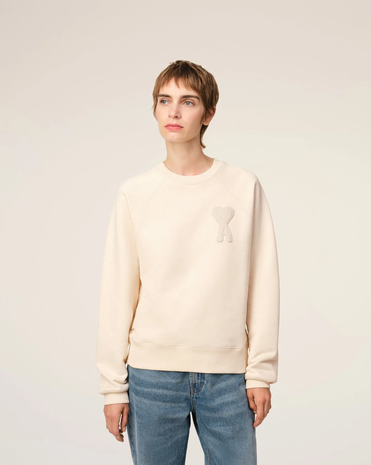 Beige Cotton Patch Sweatshirt