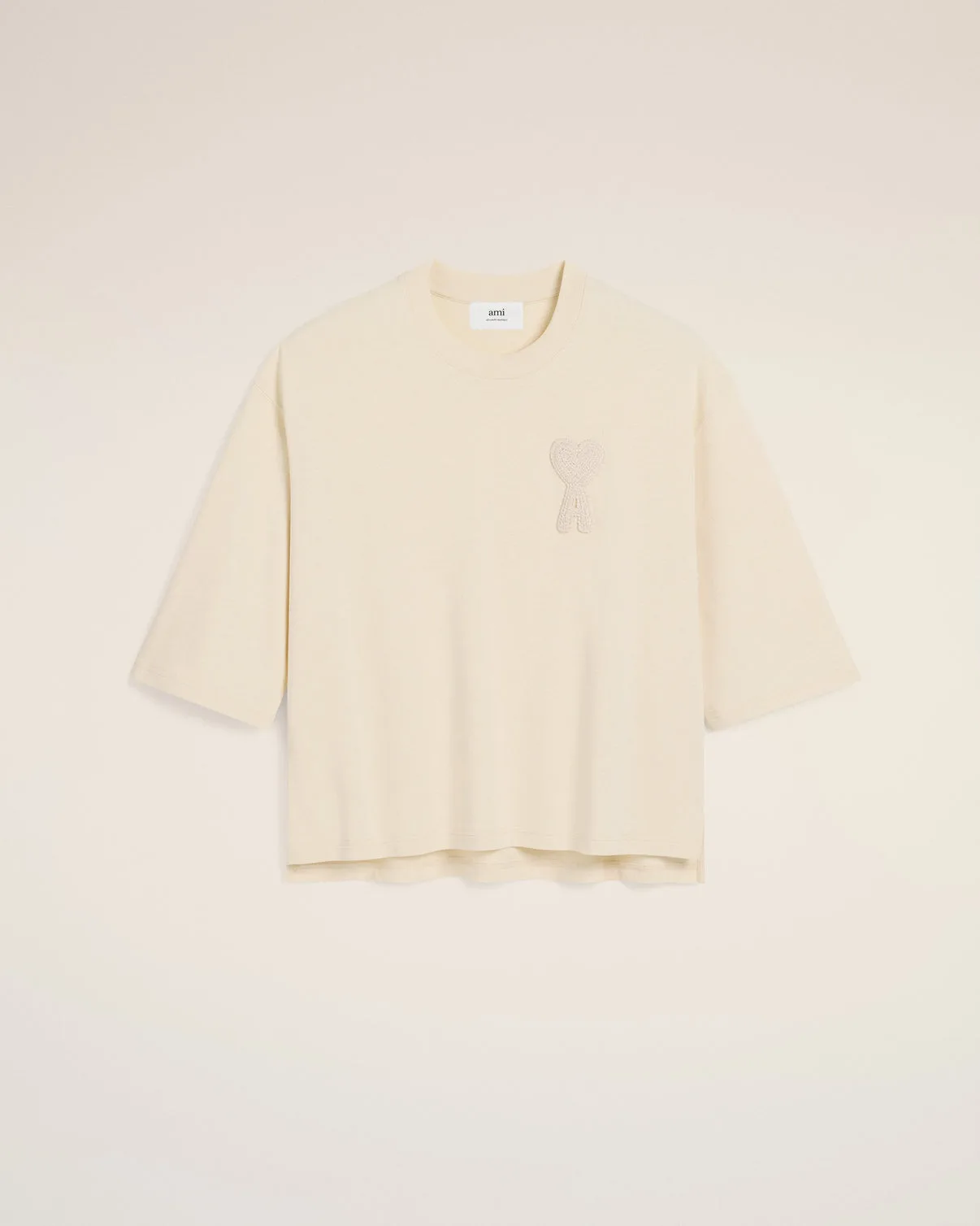 Beige Cotton Patch T-Shirt