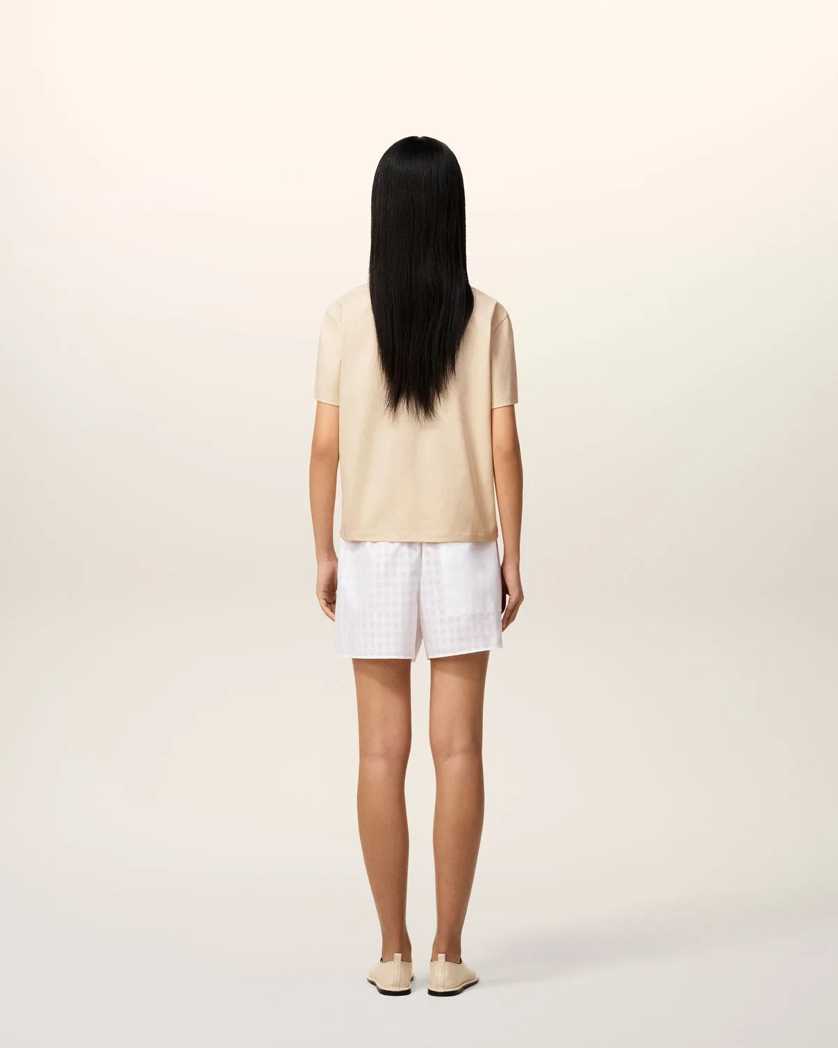 Beige Cotton Patch T-Shirt