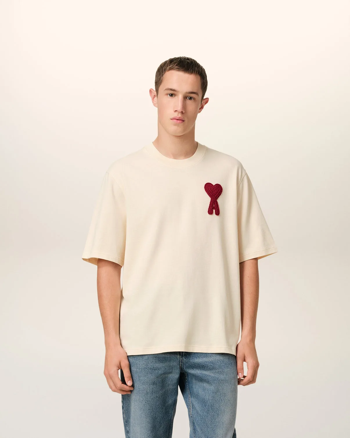 Beige Cotton Patch T-Shirt