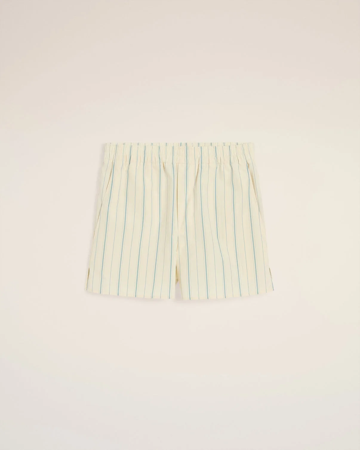 Beige Cotton Striped Short