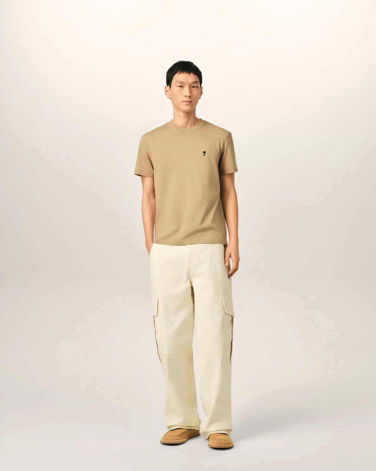 Beige cotton t-shirt with