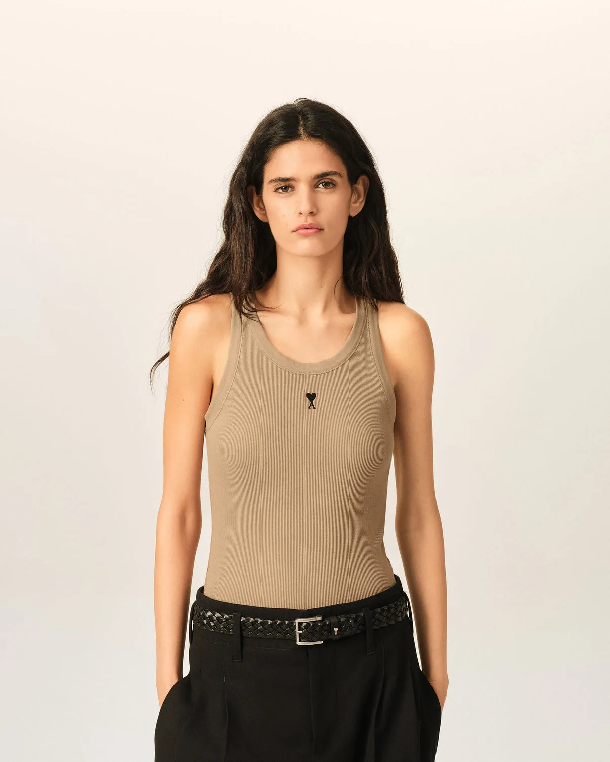 Beige cotton tanktop with
