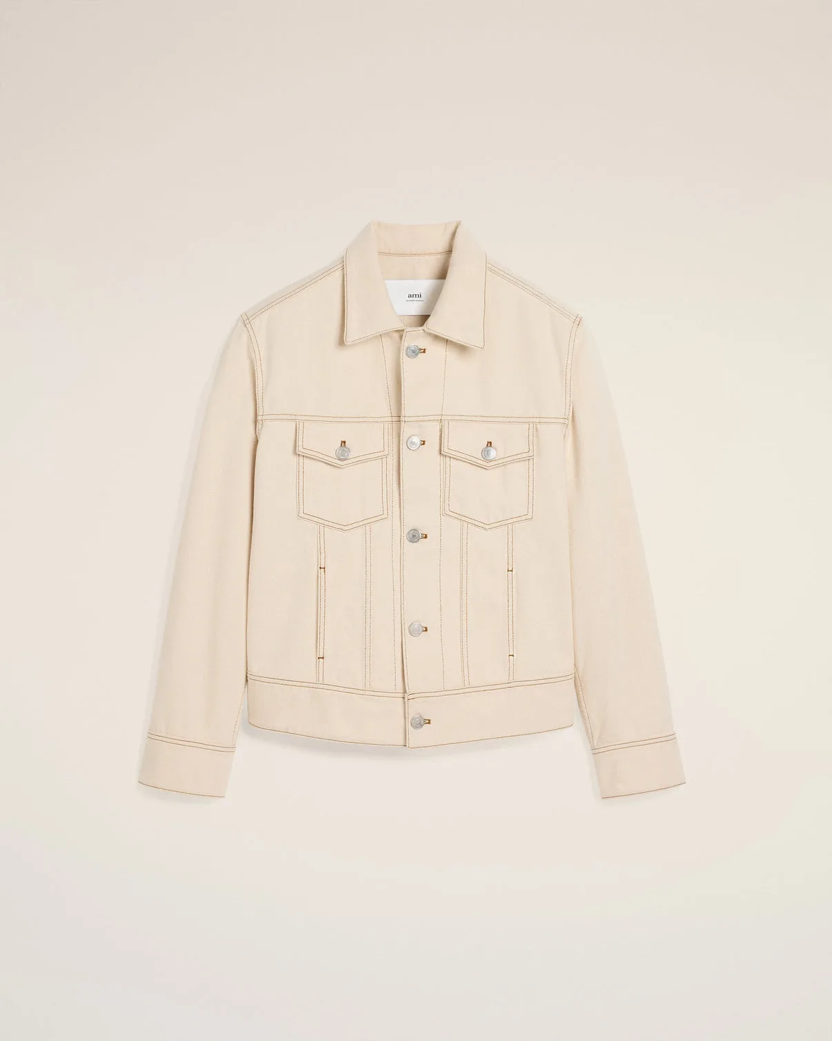 Beige Cotton Trucker Jacket