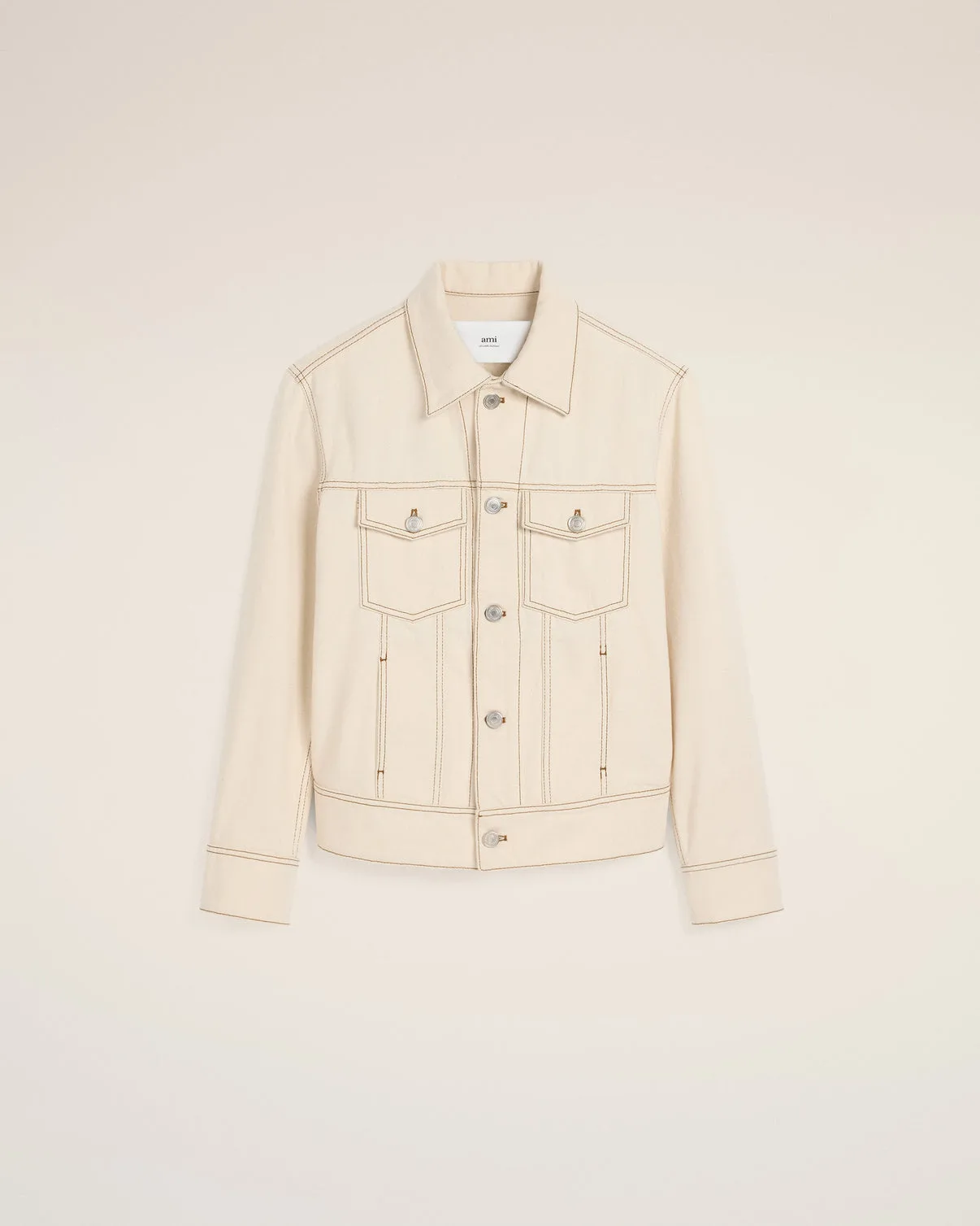 Beige Cotton Trucker Jacket