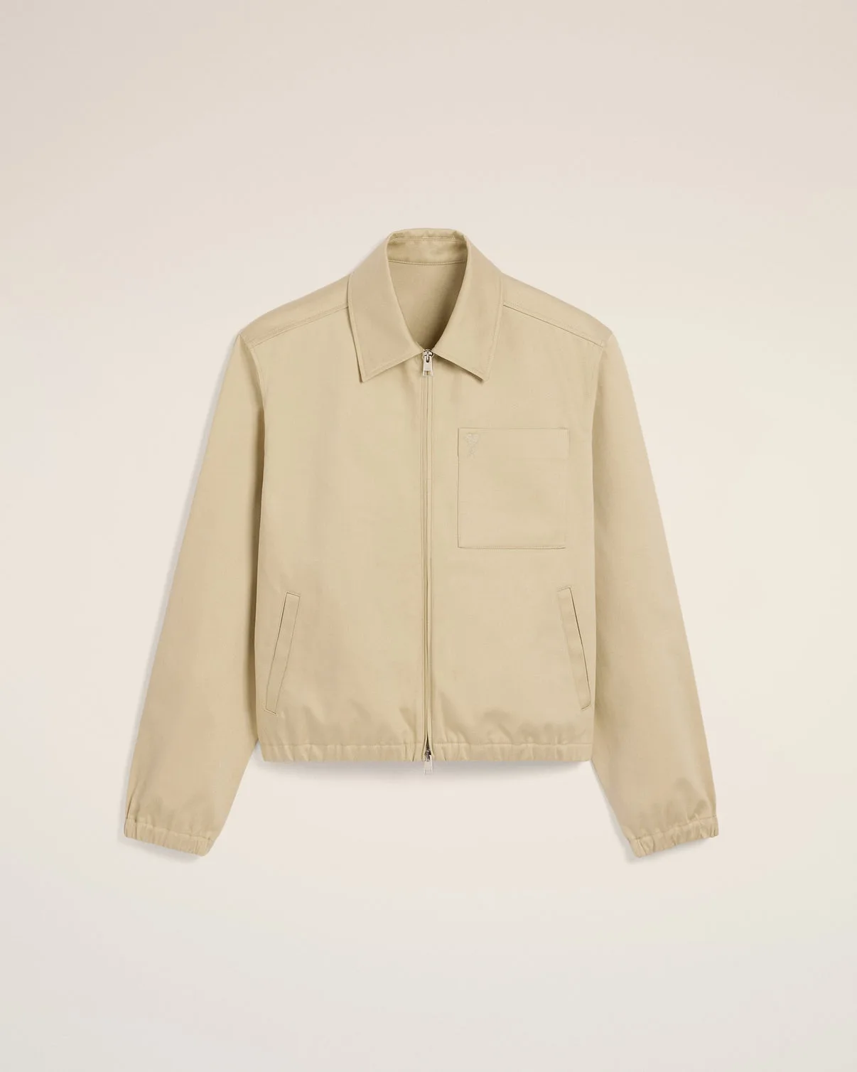 Beige Cotton Zipped Jacket