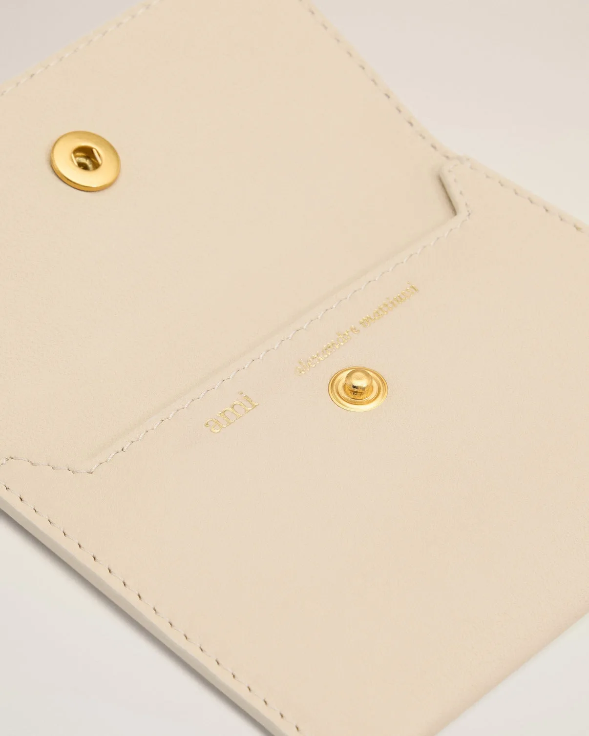 Beige Leather Carrousel Folded Card Holder