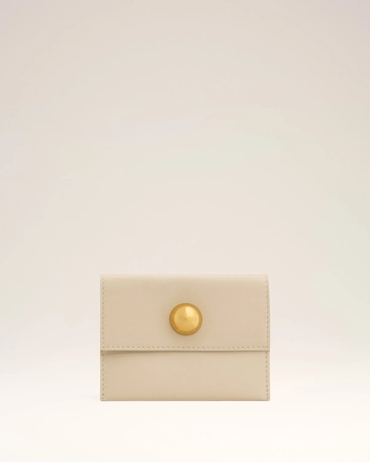 Beige Leather Carrousel Folded Card Holder