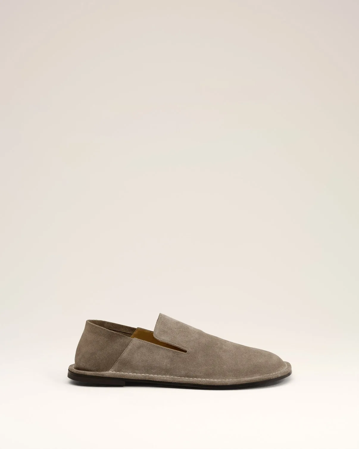 Beige Leather Midi Slippers