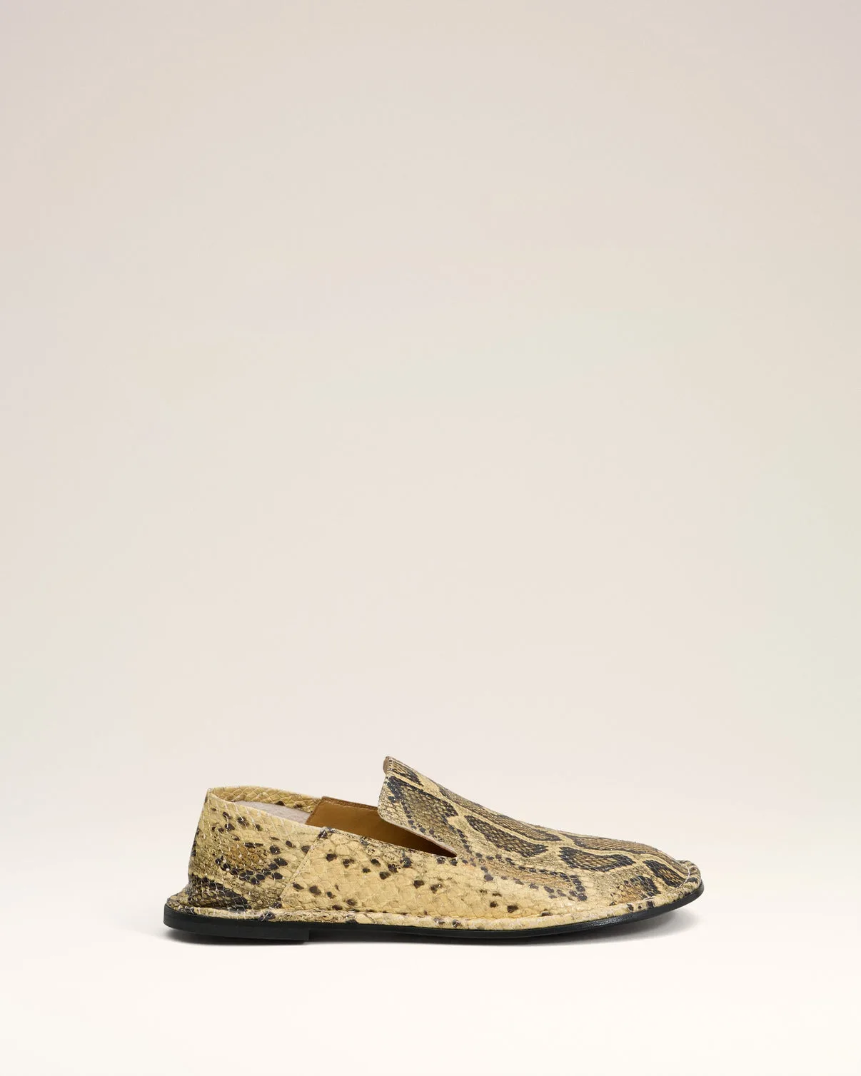 Beige Leather Midi Slippers