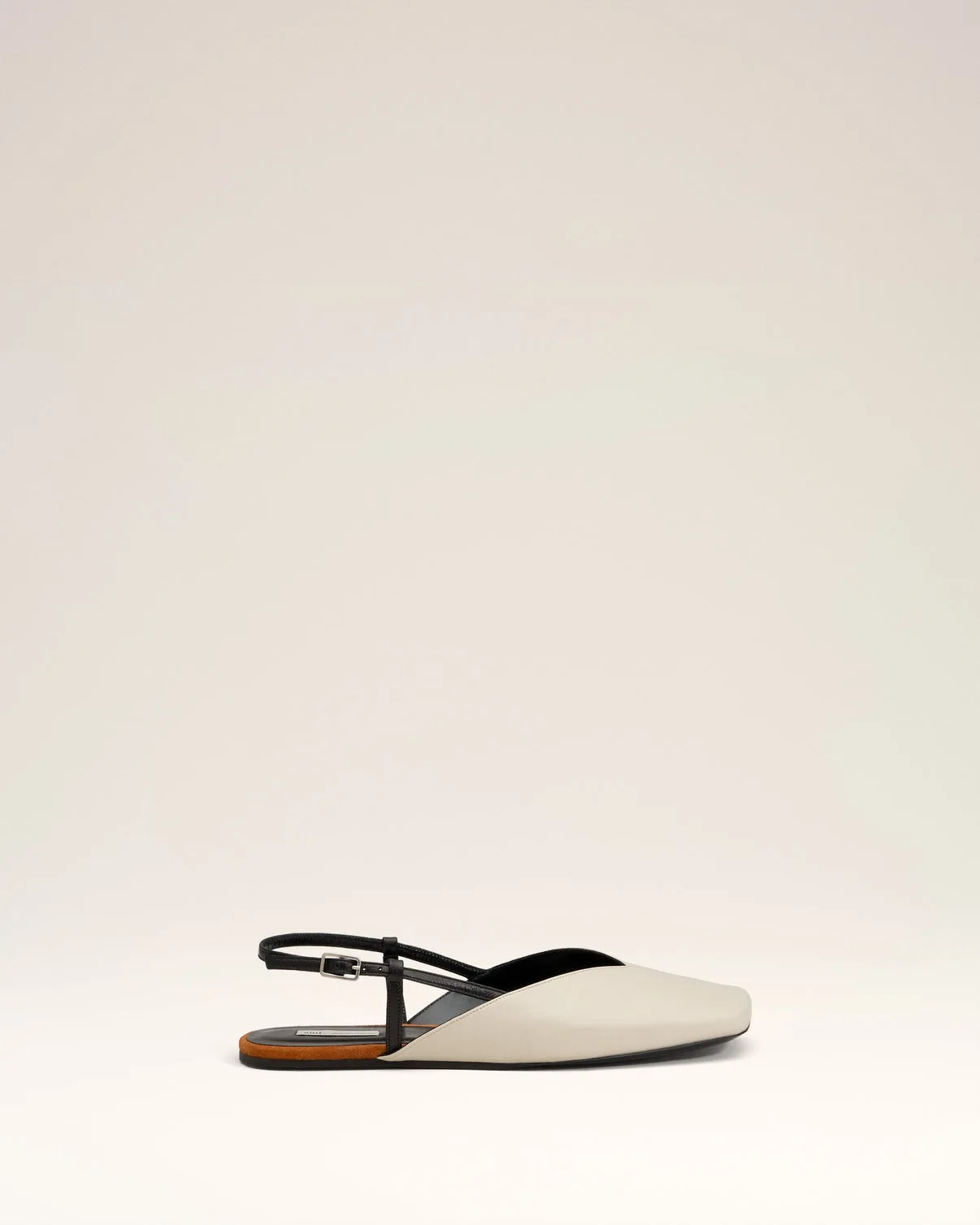 Beige Leather Slingbacks