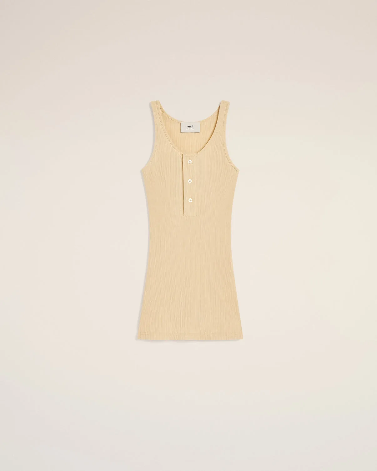 Beige Light Ribbed Jersey Tanktop