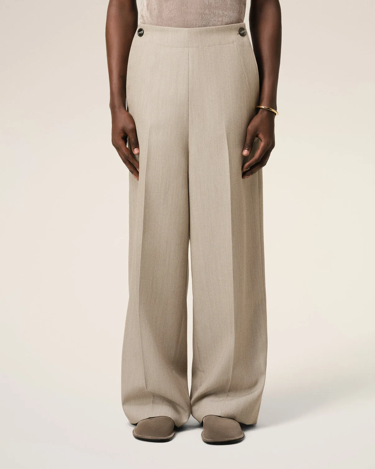 Beige New Wool Sailor Pants
