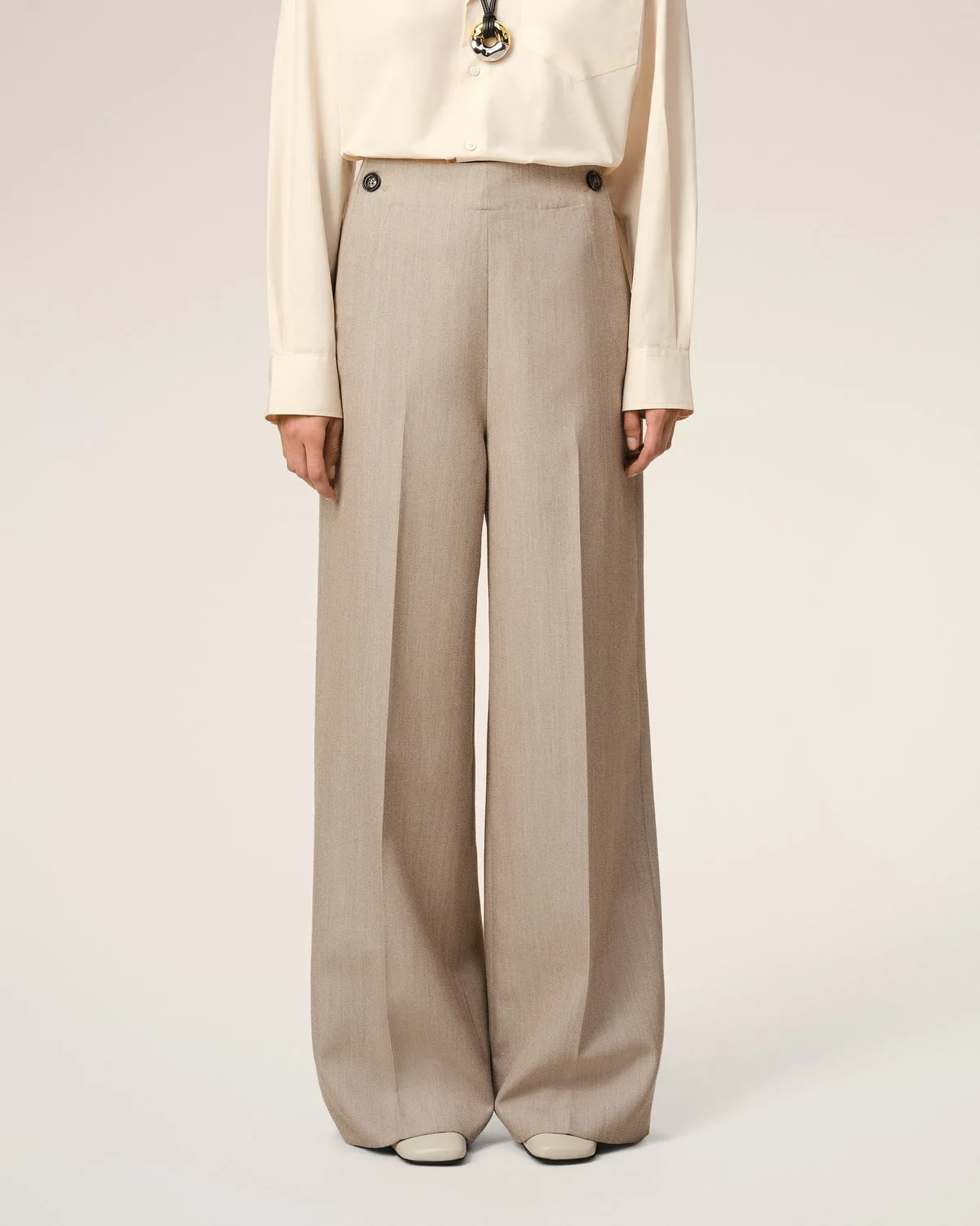 Beige New Wool Sailor Pants