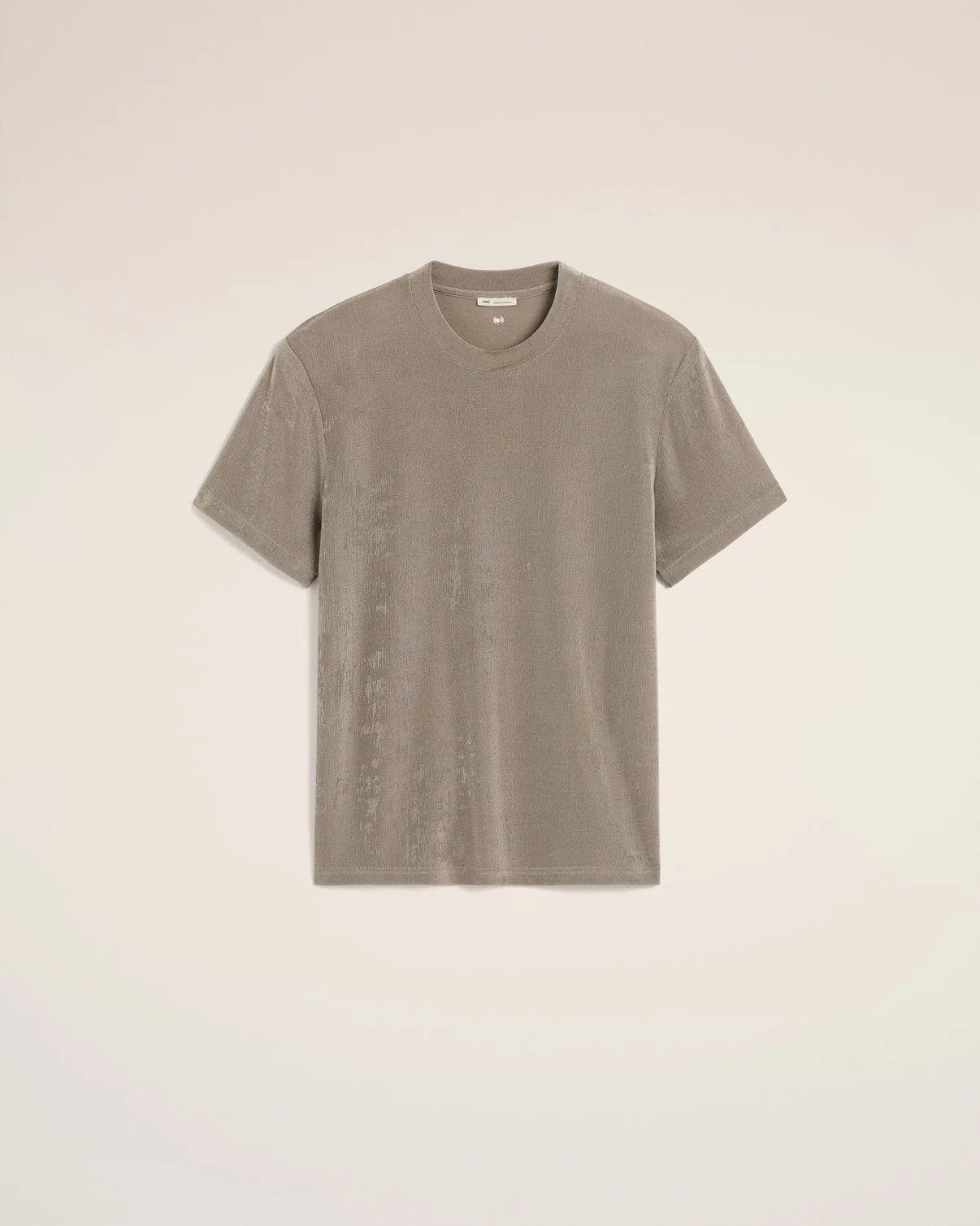 Beige Rib Jersey Short Sleeve T-Shirt
