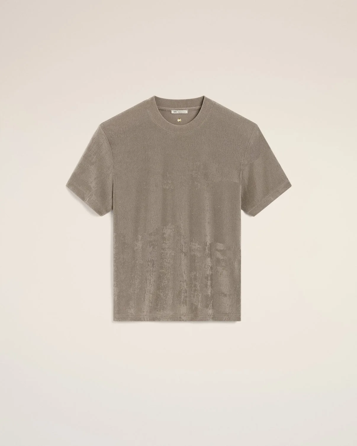 Beige Shiny Jersey Short Sleeve T-Shirt