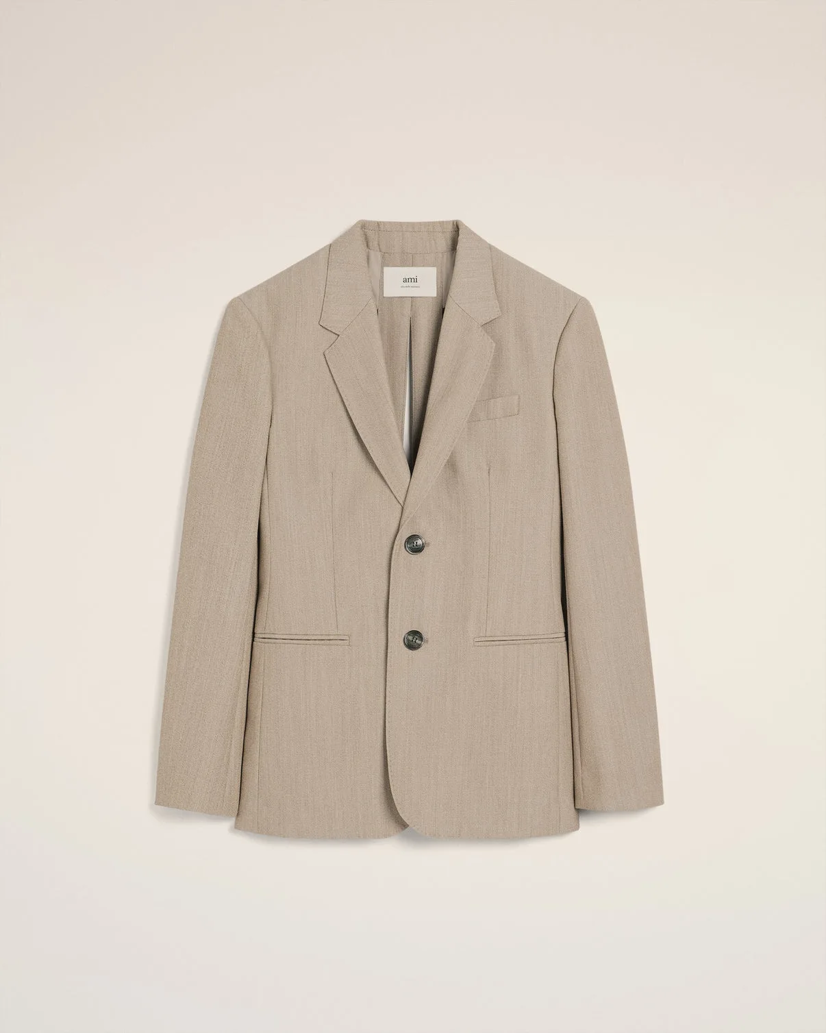 Beige Wool Back Slit Jacket