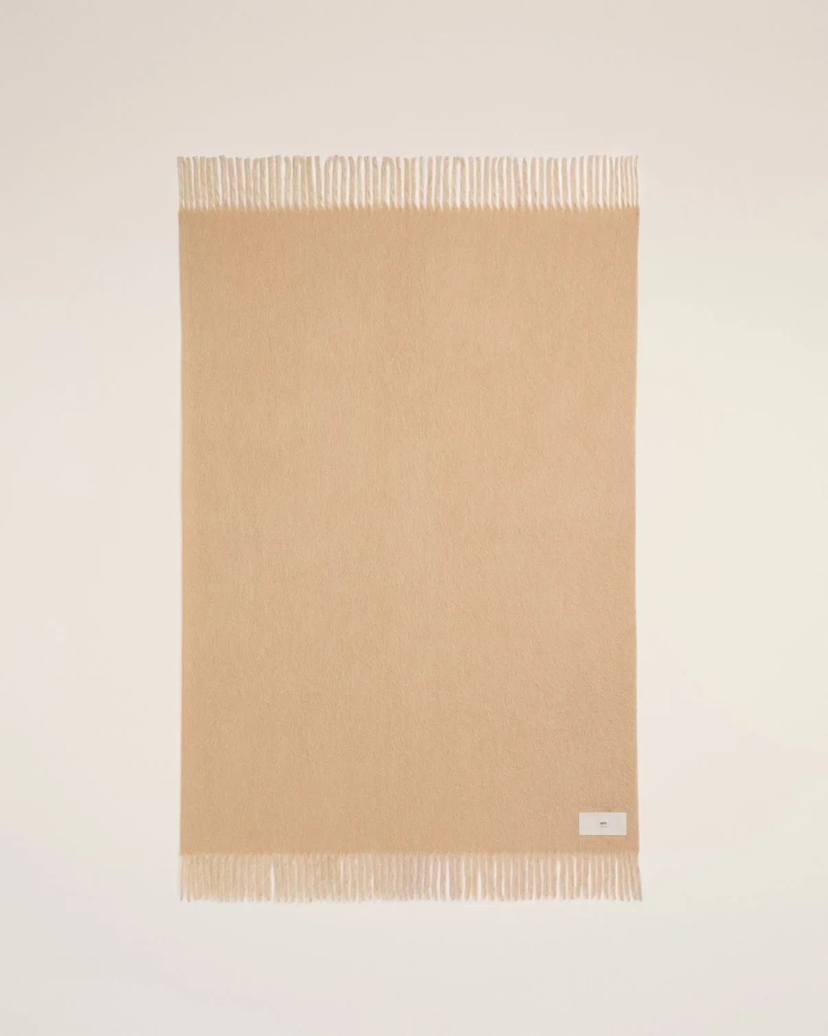 Beige Wool Bicolor Double-Sided Blanket