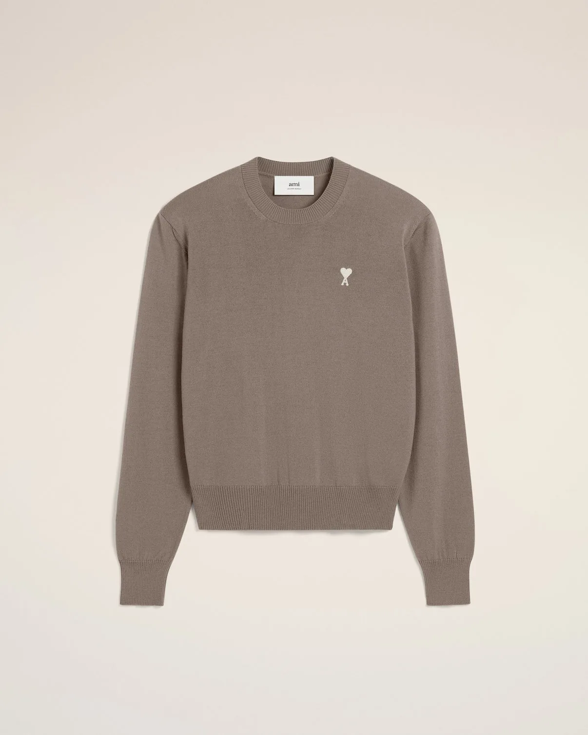 Beige Wool Crew Neck Sweater