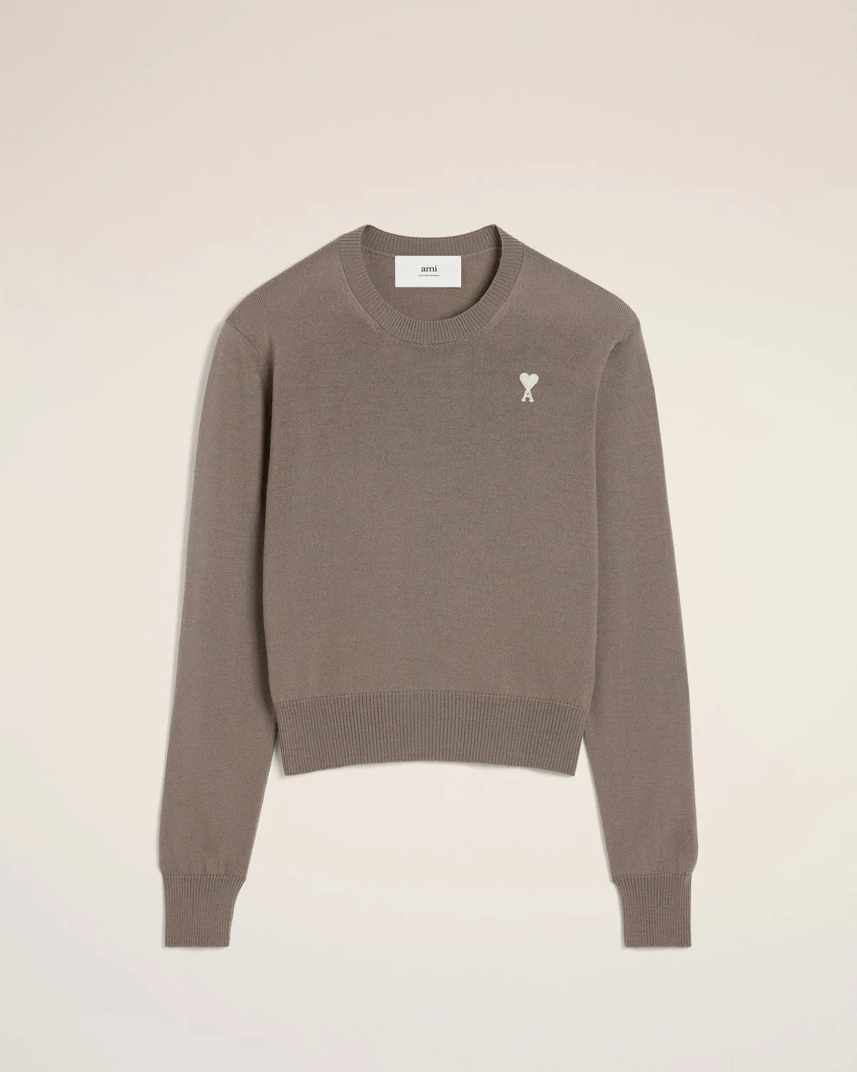 Beige Wool Crew Neck Sweater